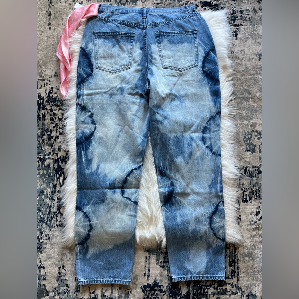 🆕 Juicy Couture Women's Relaxed Fit Tie Dye Denim 100% Cotton Jeans Size 31 Blue - Picture 2 of 13